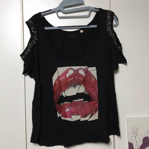 Guess embellished cold shoulder top size M - Picture 2 of 6